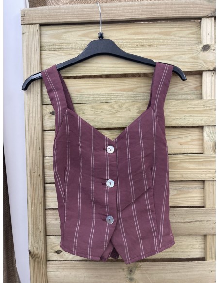 Top Carla rayas con botones y tirantas cruzadas