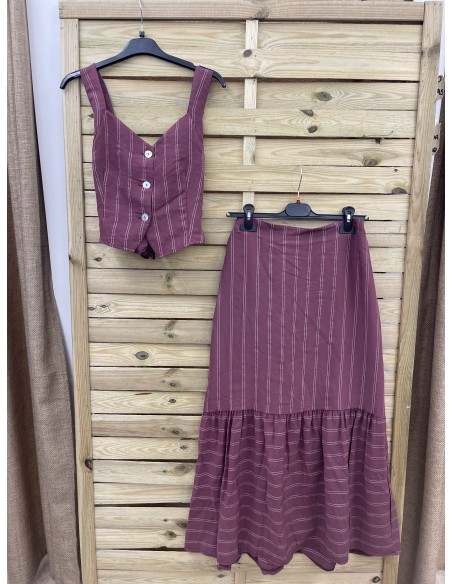 Top Carla rayas con botones y tirantas cruzadas