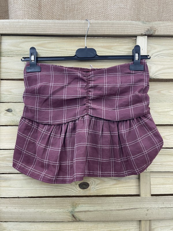 Top Carla cuadros palabra con frunce y volante