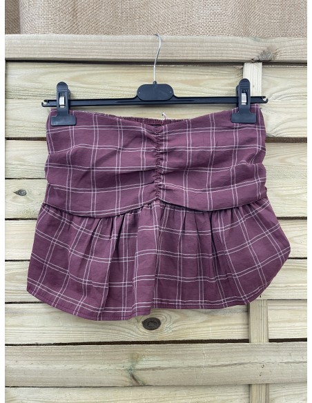 Top Carla cuadros palabra con frunce y volante