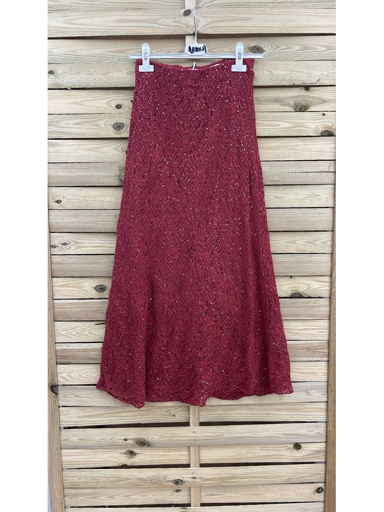 Falda midi encaje con brillo