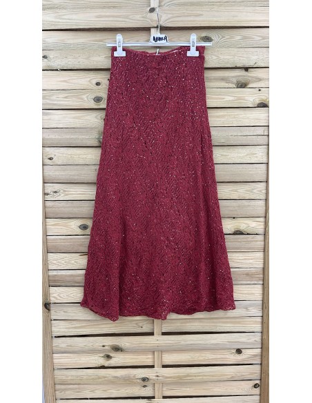 Falda midi encaje con brillo