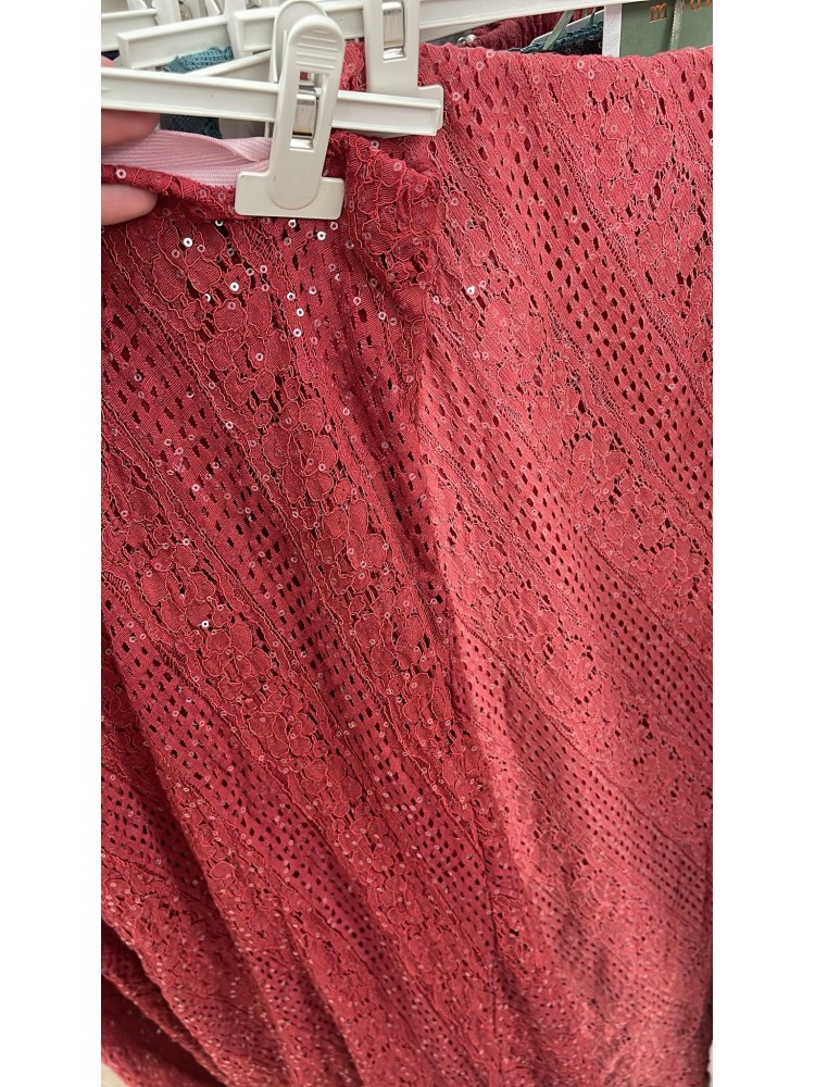 Falda midi encaje con brillo