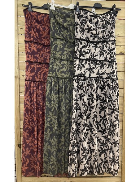 Vestido de gasa palmeritas con vivos lisos horizontales