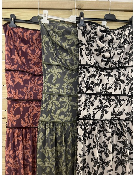 Vestido de gasa palmeritas con vivos lisos horizontales