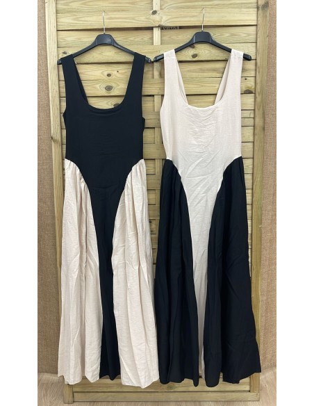 Vestido bicolor centro liso