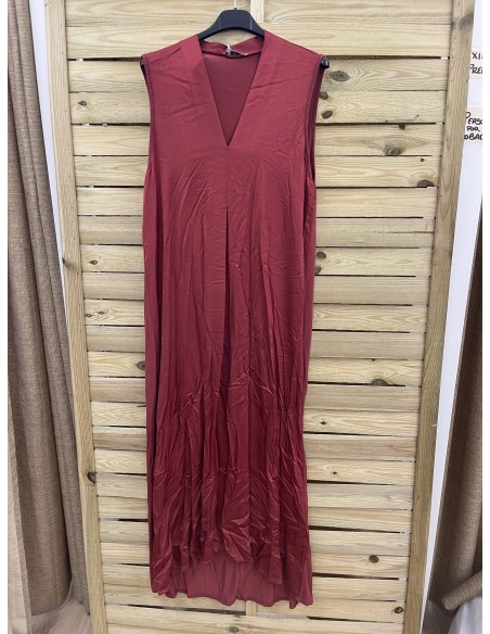 Vestido combinado satén/punto pliegue delantero