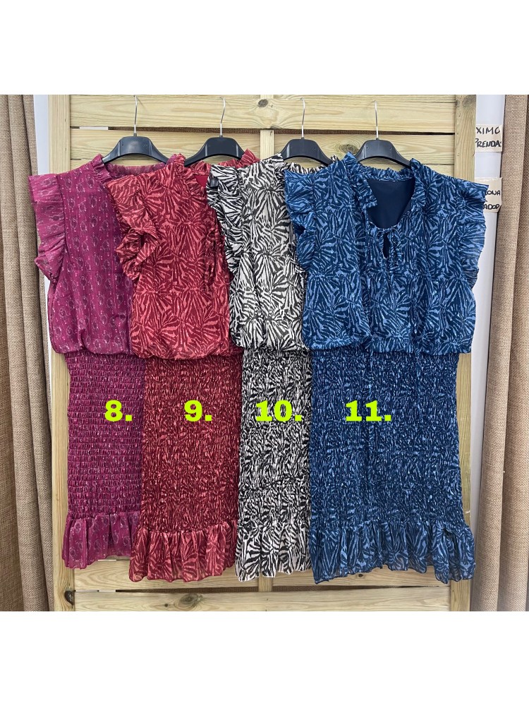 Vestido mini falda fruncida doble lazo en escote