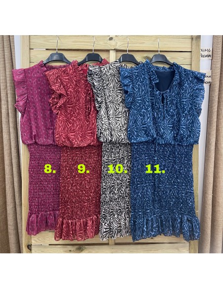 Vestido mini falda fruncida doble lazo en escote