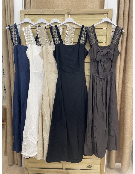 Vestido hilitos dorados en sisa y nudo trasero