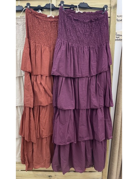 Vestido liso palabra con pecho fruncido y capas