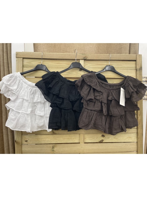 Top volantes hombros descubiertos