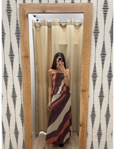 Falda midi rayas onduladas brillito