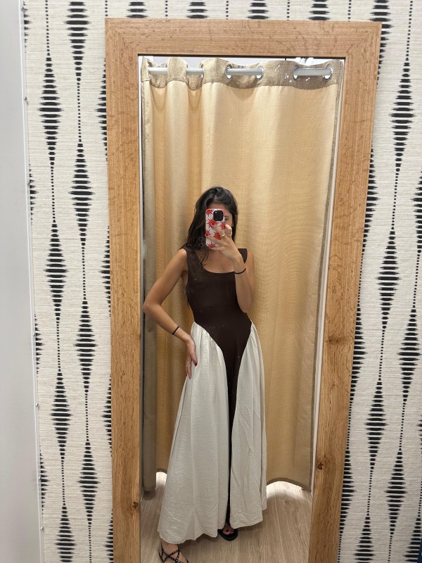 Vestido bicolor centro liso 2