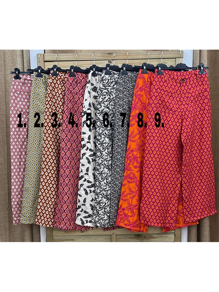 Pantalon culotte estampado con bolsillos delanteros