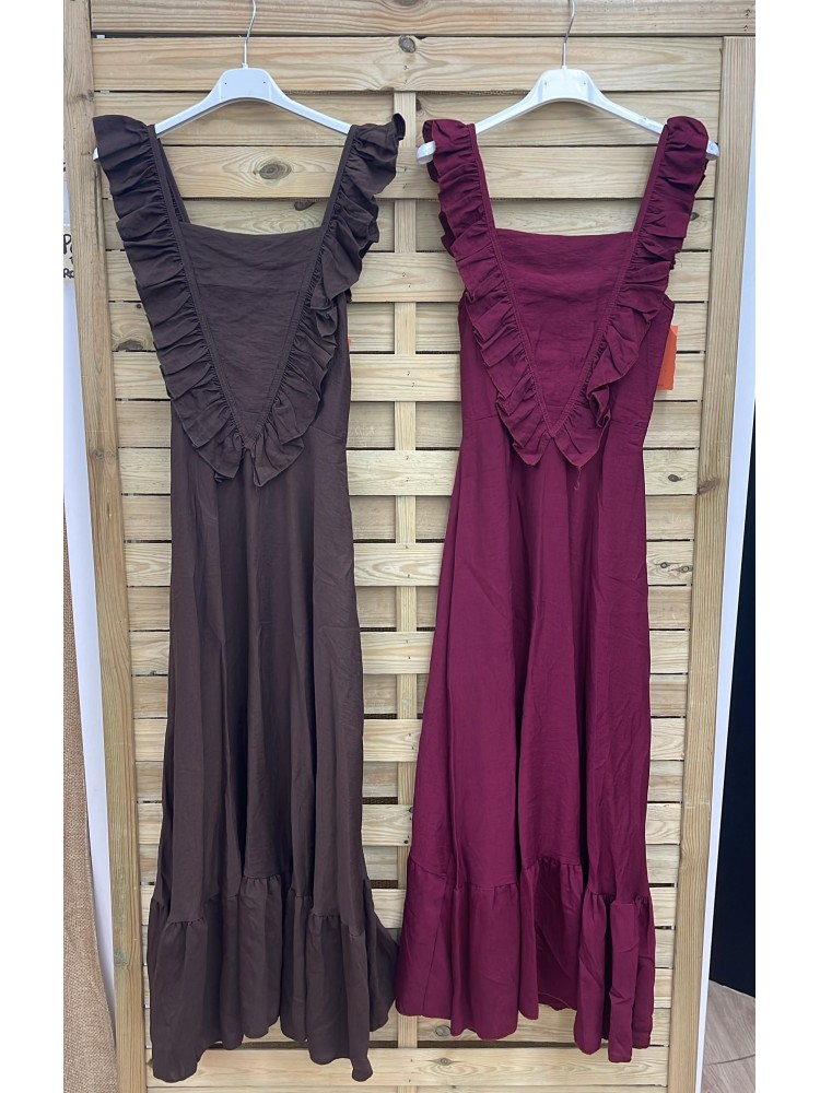 vestido largo volante en pico