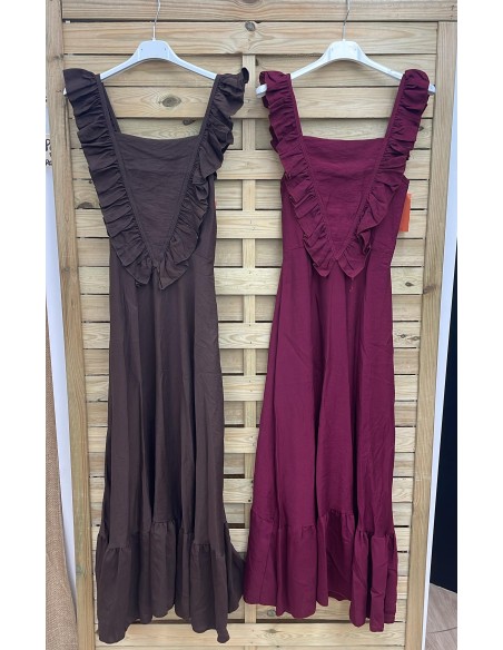 vestido largo volante en pico