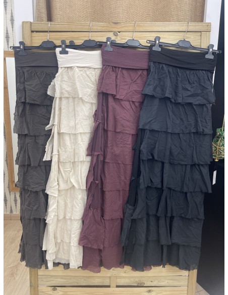 Falda de punto con capas de gasa maxi larga