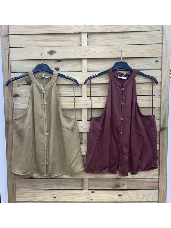 Top satén Celia halter abotonado