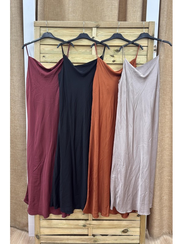 Vestido lencero escote cascada