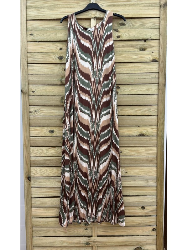 Vestido largo punto de licra estampado