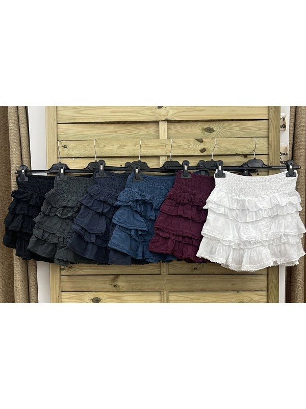 Falda/pantalones mini de volantito con mini puntilla