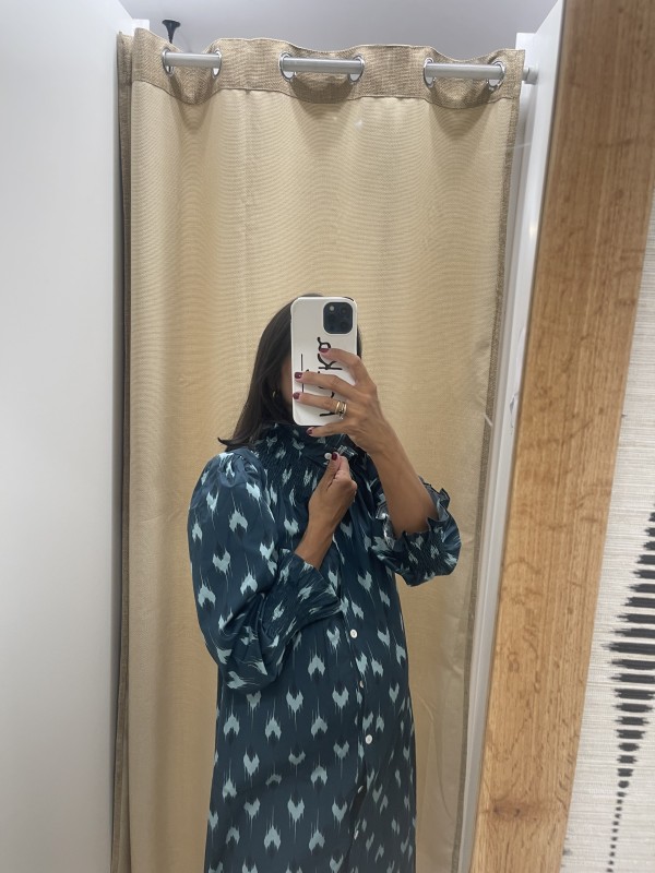 Vestido camisero de manga larga con cuello y puño fruncidos 2