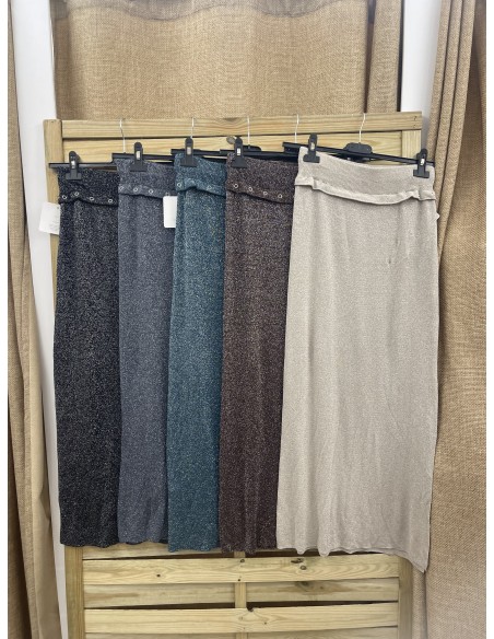 Falda brillito de punto con arandelas