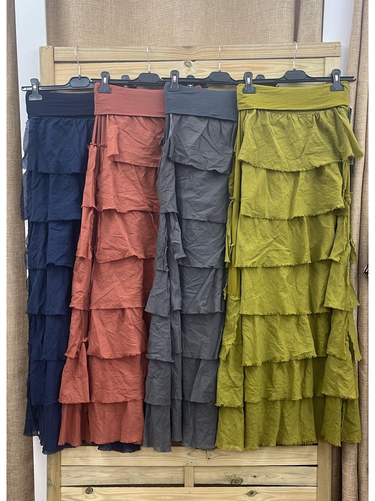 Falda de punto con capas de gasa maxi larga