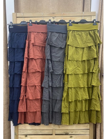 Falda de punto con capas de gasa maxi larga