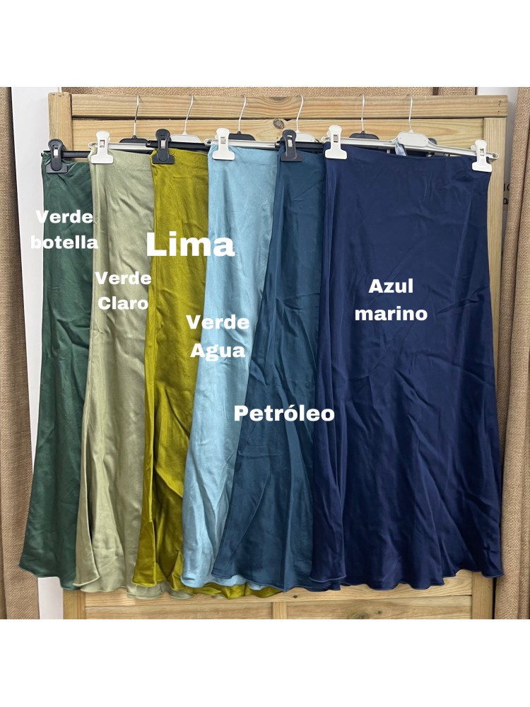 Falda midi de satén