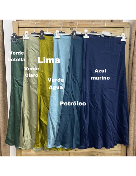 Falda midi de satén