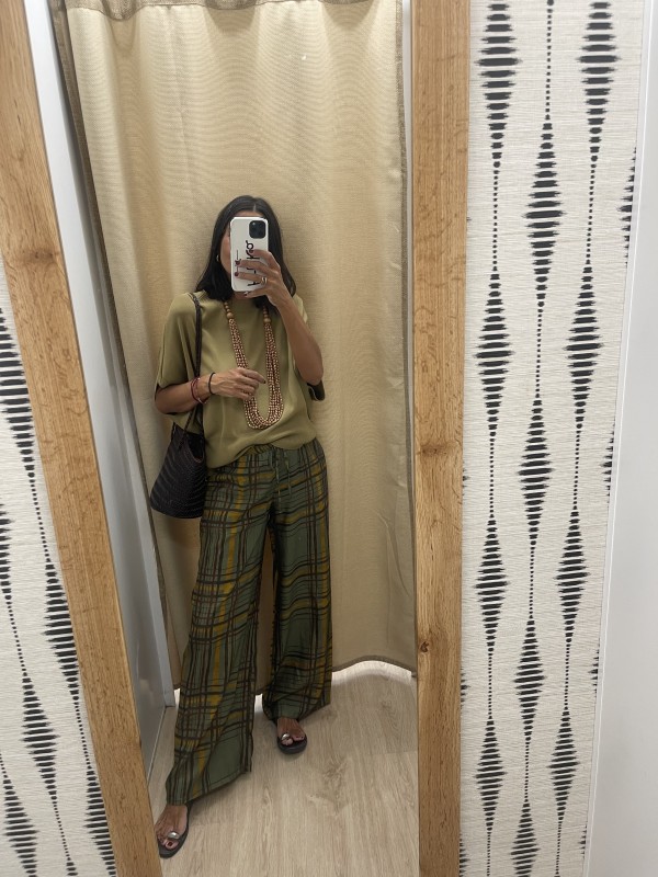 Pantalon cuadros de colores con cinturilla elástica