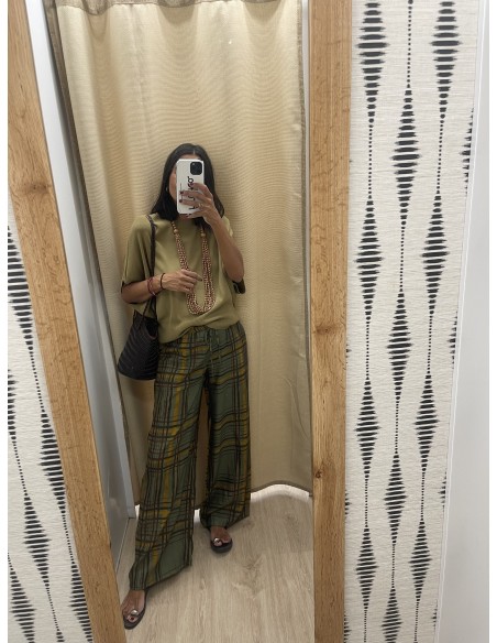 Pantalon cuadros de colores con cinturilla elástica