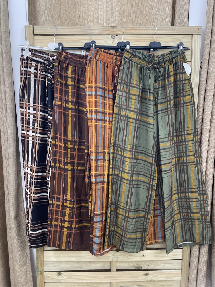 Pantalon cuadros de colores con cinturilla elástica