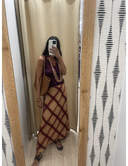 Falda evasé fina de rombos con colores