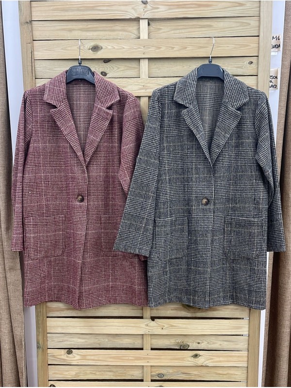 Abrigo gales corto de paño con bolsillos parche