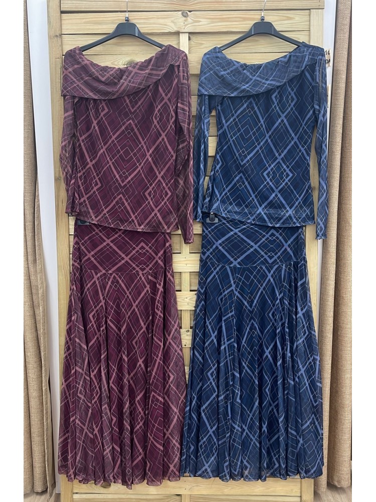 Top tul asimétrico rombos