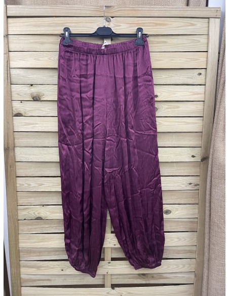 Pantalon saten bombacho cinturilla elastica