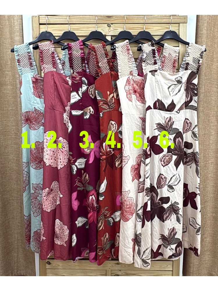 Vestido maxi flores con fondo liso y sisa hilitos dorados