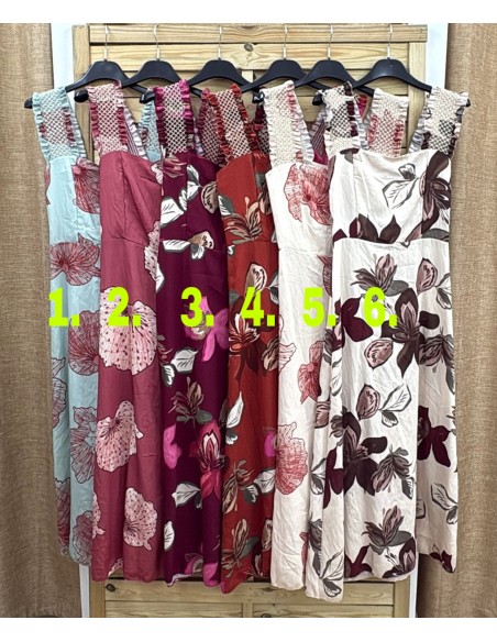 Vestido maxi flores con fondo liso y sisa hilitos dorados