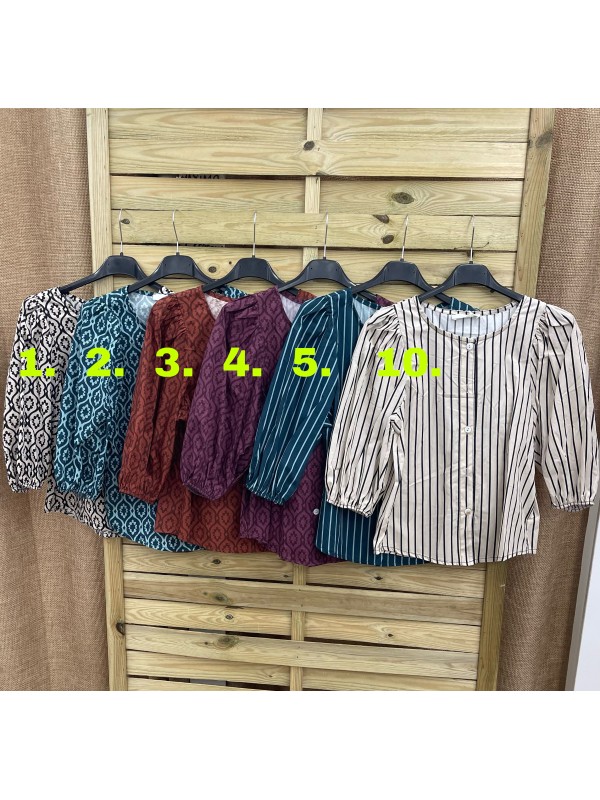 Camisa estampada con manga francesa abullonada