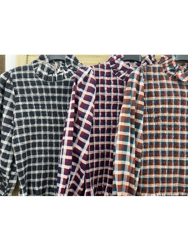 Camisa Alejandra fruncida de cuadros