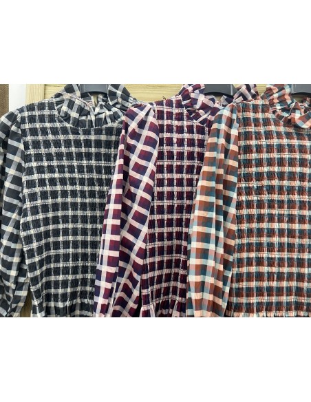 Camisa Alejandra fruncida de cuadros