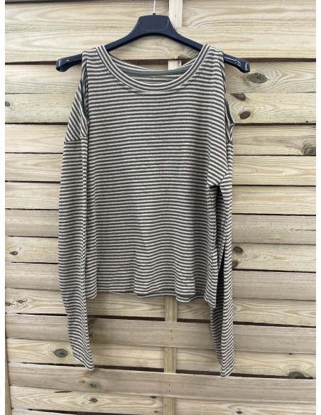 Camiseta de rayitas hombros descubiertos