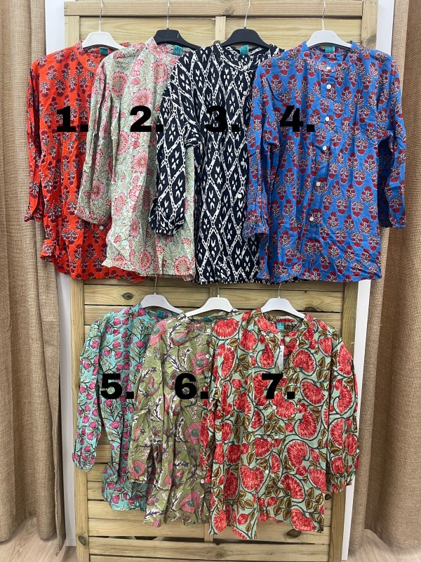 Camisa estampado indio con cuello mao