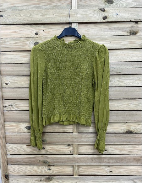 Camisa cuerpo fruncido hilitos plata