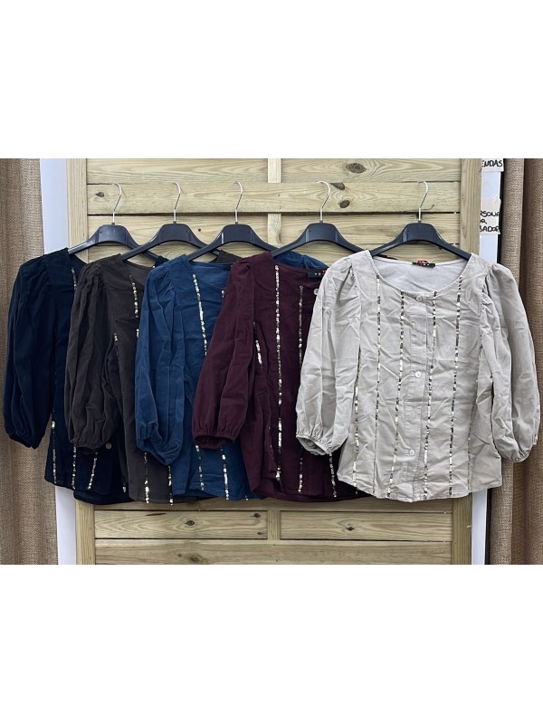 Camisa micropana con lentejuelas verticales