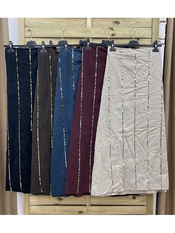 Falda micropana con lentejuelas verticales