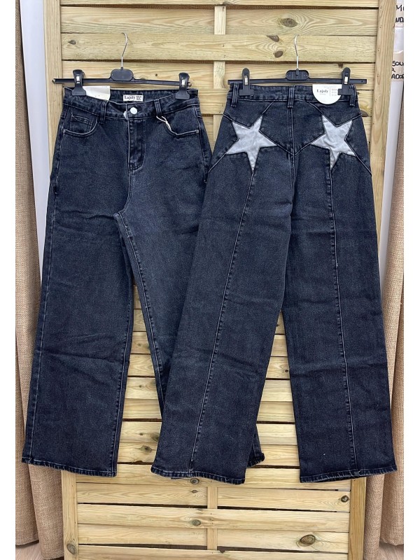 Jeans negros estrellas traseras plata